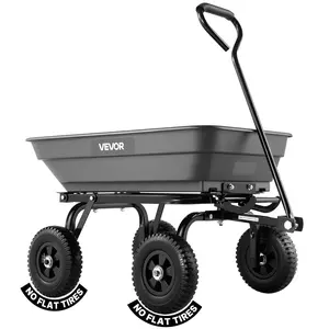 VEVOR Garden Dump Cart, 400 lbs Poly Dump Cart, Garden Carts Dumps Wagon with 90 °   Quick-Dumps Mechanism, 180 °   Swivel Wheels, 270 °   Flexible Rotating Bearings, Yard Wagon for Plants, Soil, Crops