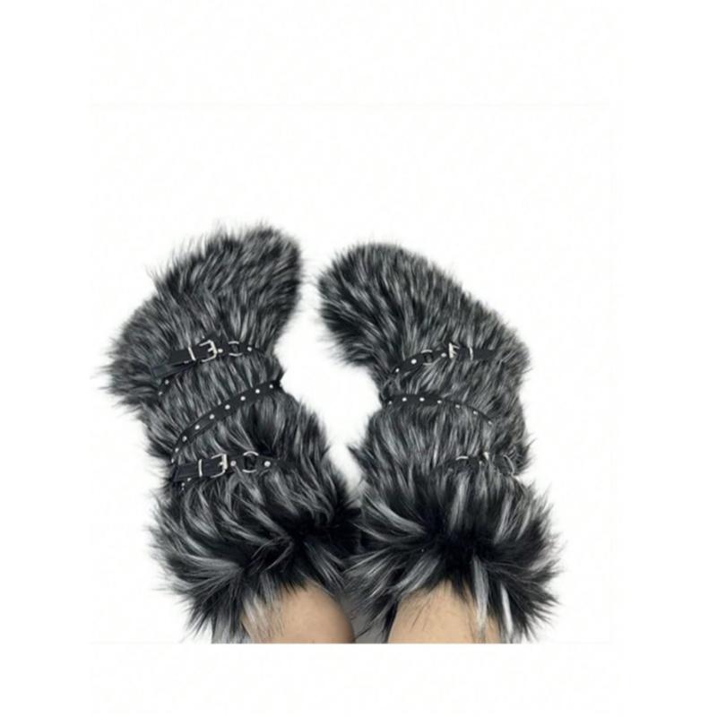 Snow Boots Belt Fur Fur Knee-Boots Women Girl Footwear Design.SD