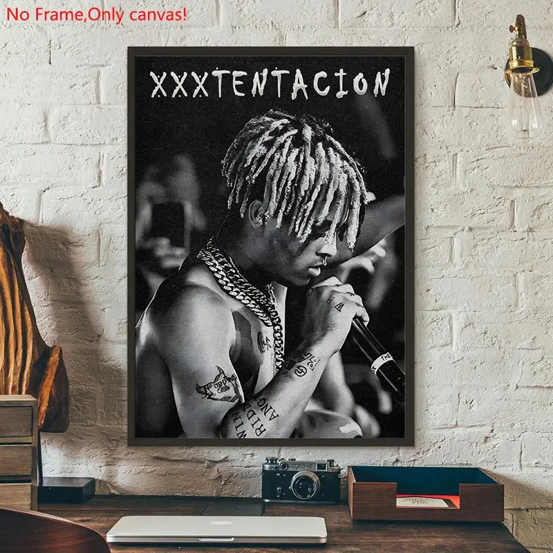 1 piece/set frameless canvas painting print poster, Unframed Wall Art, Classic Character Album art，XXXTentacion ，a perfect gift for Music loves, ideal gift for bedroom, living room, dorm hallway, kitchen, mural, wall decoration, room decor