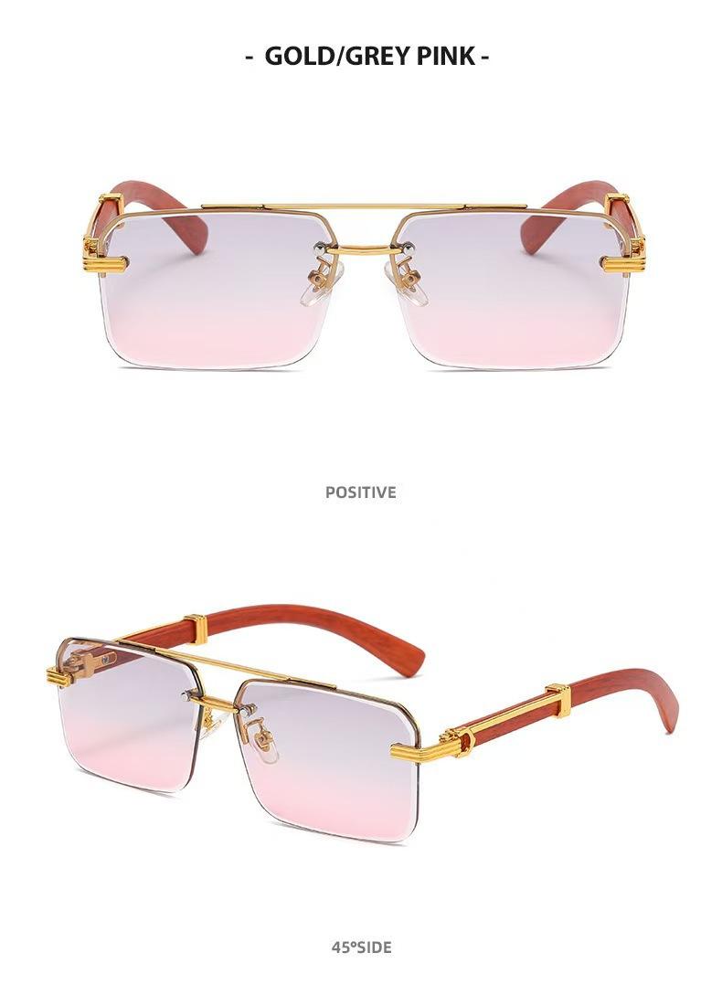 2 Pairs Unisex Rimless Square Lens Fashion Glasses Metal Double Bridge Trendy Eyewear PC Material Lightweight Stylish Accessories Perfect for Outdoor Parties Vacations Travel Driving Streetwear & Photo Props