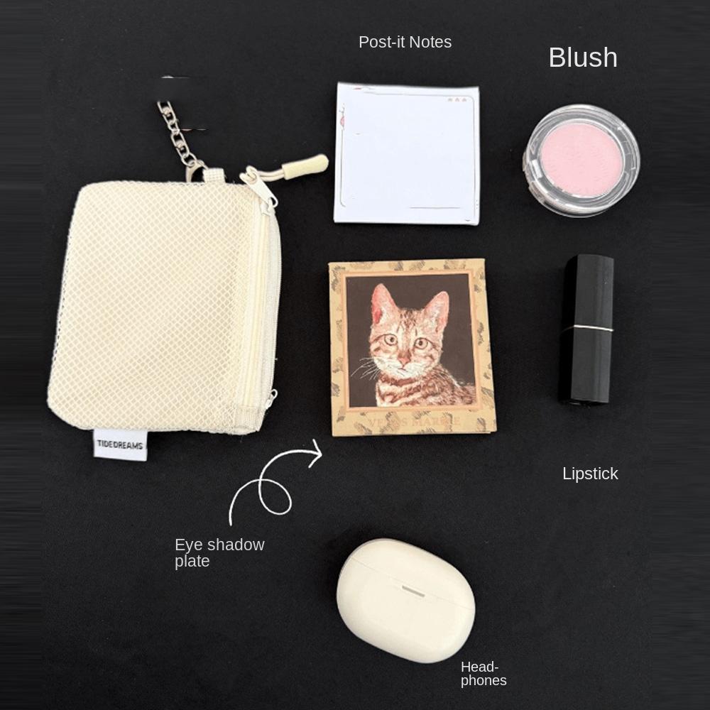 Double Zipper Mesh Storage Bag Double-layer Space Saving Portable Coin Purse Square Visible Travel Cosmetic Organizer Women