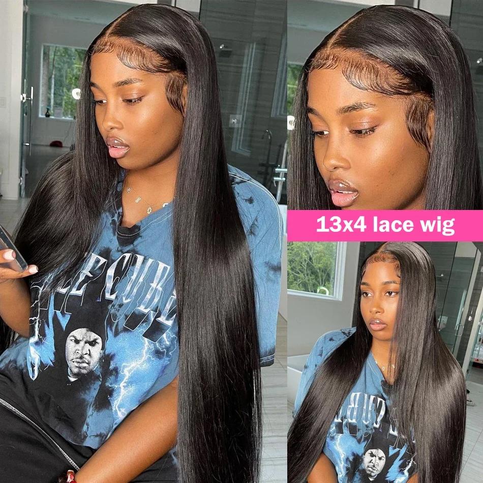 18-36 Inch 200 Density Bone Straight 13X6 Hd Lace Frontal Wig 13X4 Transparent Lace Front Pre Plucked Human Hair For Women