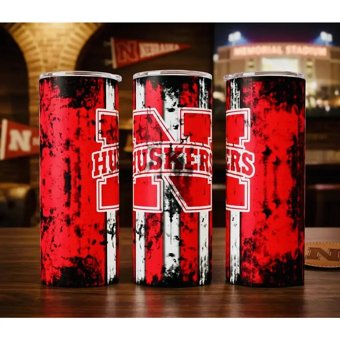 Nebraska Cornhuskers Distressed 'N' 20oz Insulated Straight Tumbler