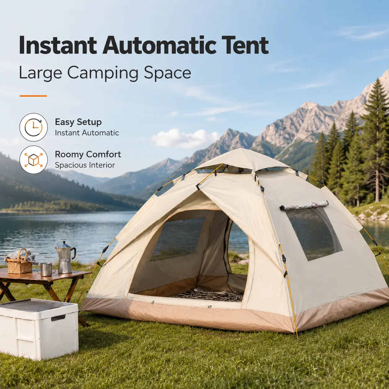 Automatic Pop-Up Camping Tent - Tents for Camping, Portable Folding Outdoor Gear, Sunproof, Rainproof, Windproof, Suitable for Family Trips, Backyard Gatherings