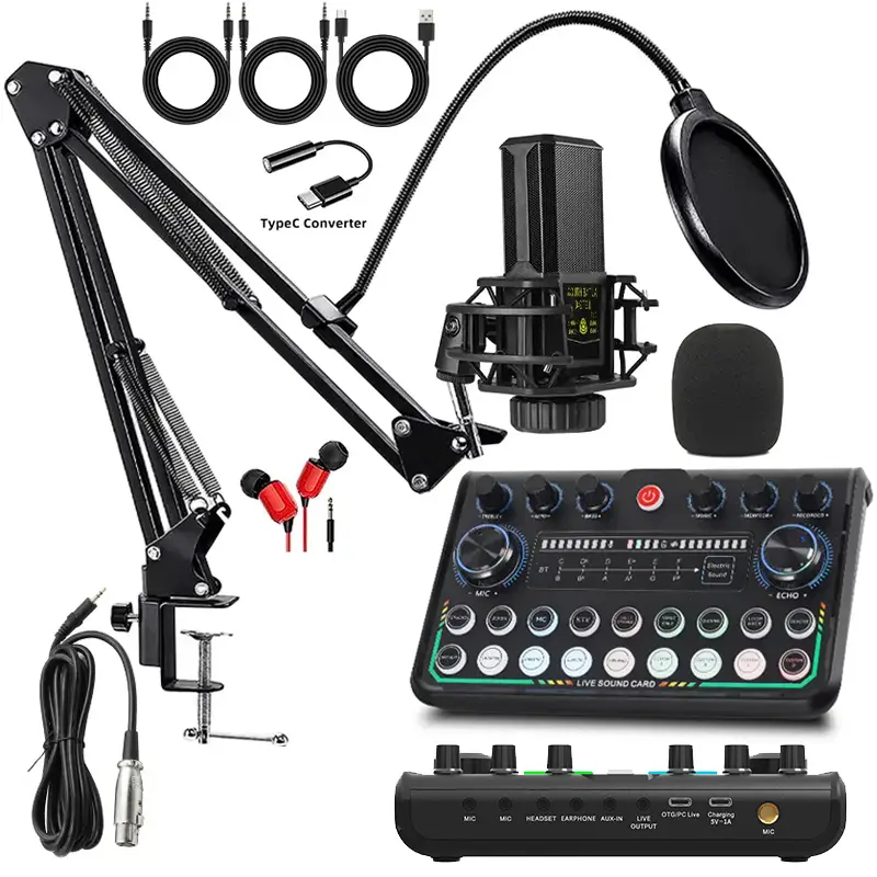 2026 upgraded version podcast equipment set, recording studio set, equipped with professional audio interface (4 custom SE) and podcast microphone, suitable for gaming podcasts, recording, singing, and streaming#Summer atmosphere