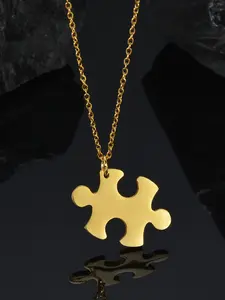Stainless Steel Puzzle Couple Necklace, Fashionable Unisex Pendant Chain, Durable and Colorfast, Perfect for Daily Wear and Gifts