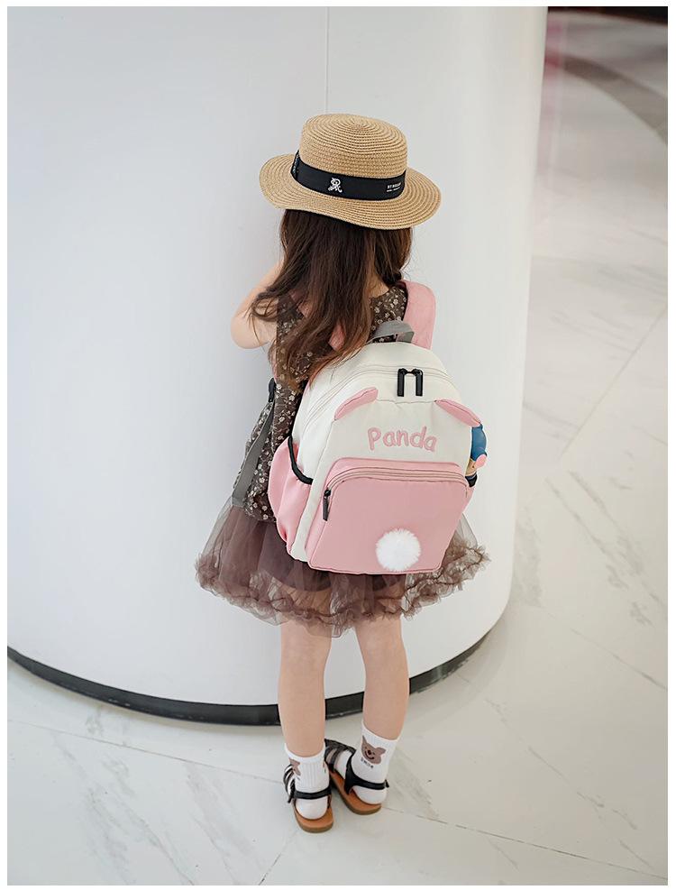 Kindergarten Color-Block Canvas Backpack 2026 Back-to-School Season Children's Fashion Backpack Baby Anti-Lost School Bag