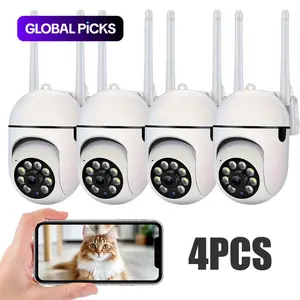 4PCS/SET Wireless WiFi Full HD Indoor Outdoor Camera, WiFi Security Cameras, Wireless Security Camera System, Home Monitoring Camera, Two-Way Audio, Night Vision, Smart Home Security Cam for Elderly & Pets, Christmas Gift