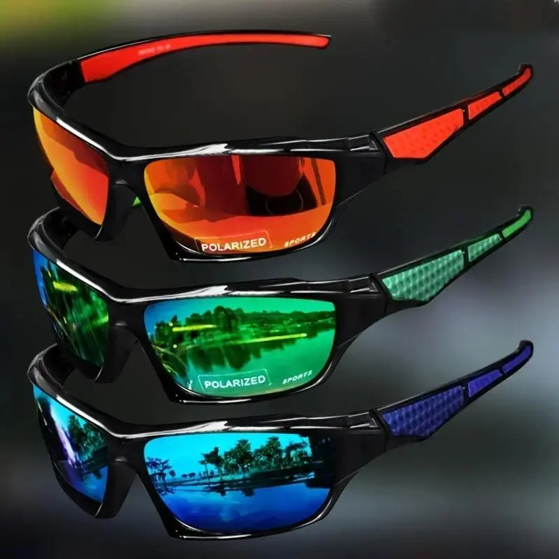 2026 NEW 3PCS polarized sunglasses for men with lightweight, fashion mirror lenses. Ideal for cycling, fishing, driving, and outdoor sports. Enhances night vision, reduces glare, and offers full UV protection, Polarized Mirror Sunglasses