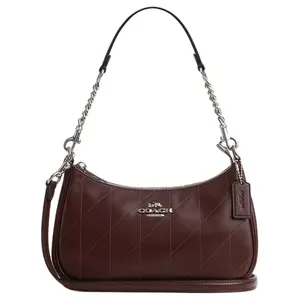 COACH Teri 24 Quilted Leather Shoulder Bag for Women, Medium Size, Brown