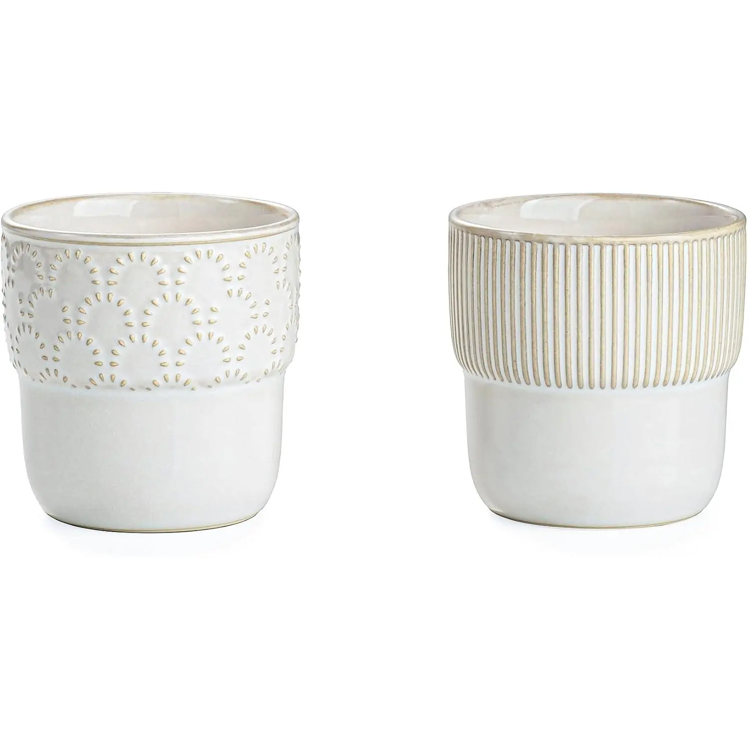 Espresso Cups Set of 2, 4oz Espresso Shot Cups, Mini Coffee Mugs  Decor, Espresso Cup  for Espresso Machine, Microwave and Dishwasher Safe,(Embossed Stripes+Firework)