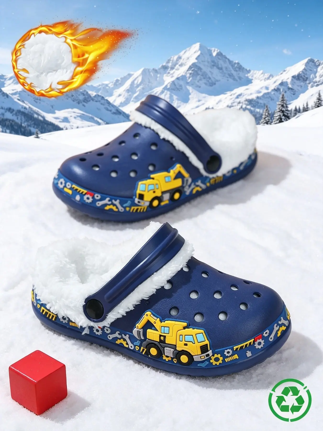 Fuzzy Slippers, Eva Material, Winter Warmth, Sizes 22-35, Boys & Girls, Casual Outdoor Shoes, Comfortable Daily Wear, Slip On Slipper