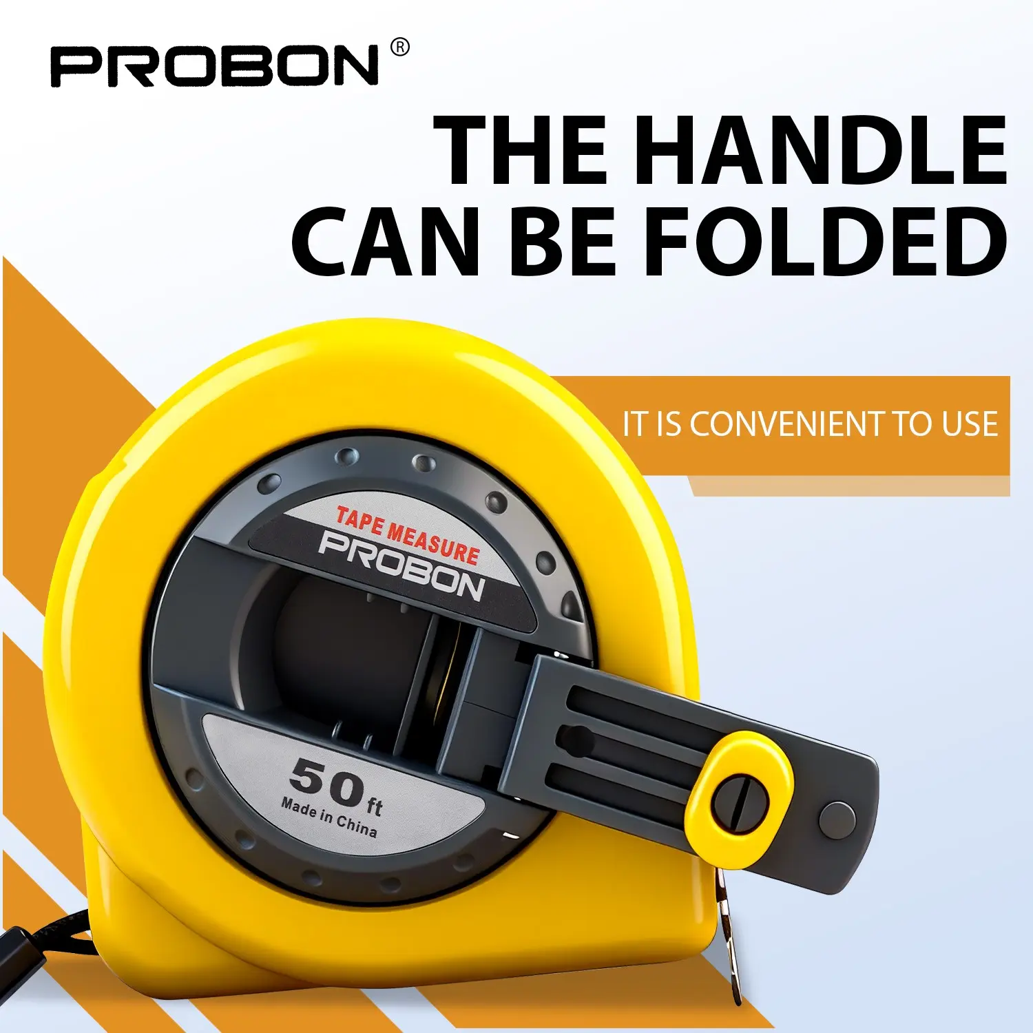 15m/50ft Handheld Steel Tape Measure, Dual Scale, Durable Steel Band, Adjustable Hook, Foldable Handle, Ideal for Construction & DIY, Portable Measuring Tool