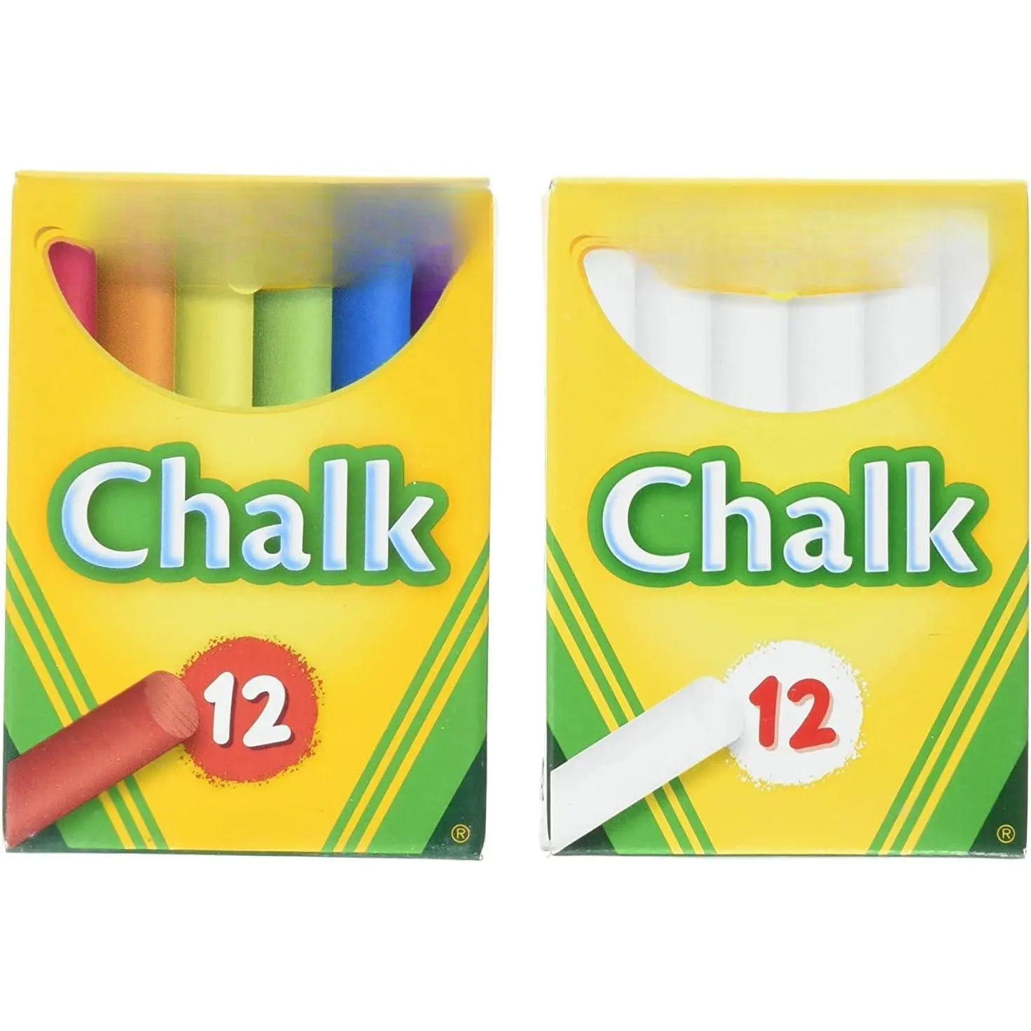 Non-Toxic Boxed Assortment Bundle - 12-Count White, 12-Count Assorted Colored Chalk for Office Stationery Writing Supplies, Boxed Assortment Chalk