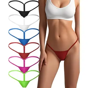 Women's Cotton Lingerie, 6-Pack Low-Rise G-String Thongs, Micro Sexy, Comfortable Stretch Panties