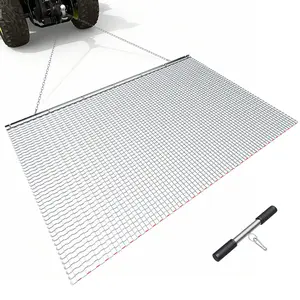 【DealsForYouDays】VEVOR Drag Harrow, 6.6x 4 ft, High-Efficiency Chain Harrow Rake, ATVs UTVs Tractors Attachments, Durable Galvanized Steel Mesh Drag Mat with Towing Chain, for Gravel Driveway Ruts Farm Field Leveling