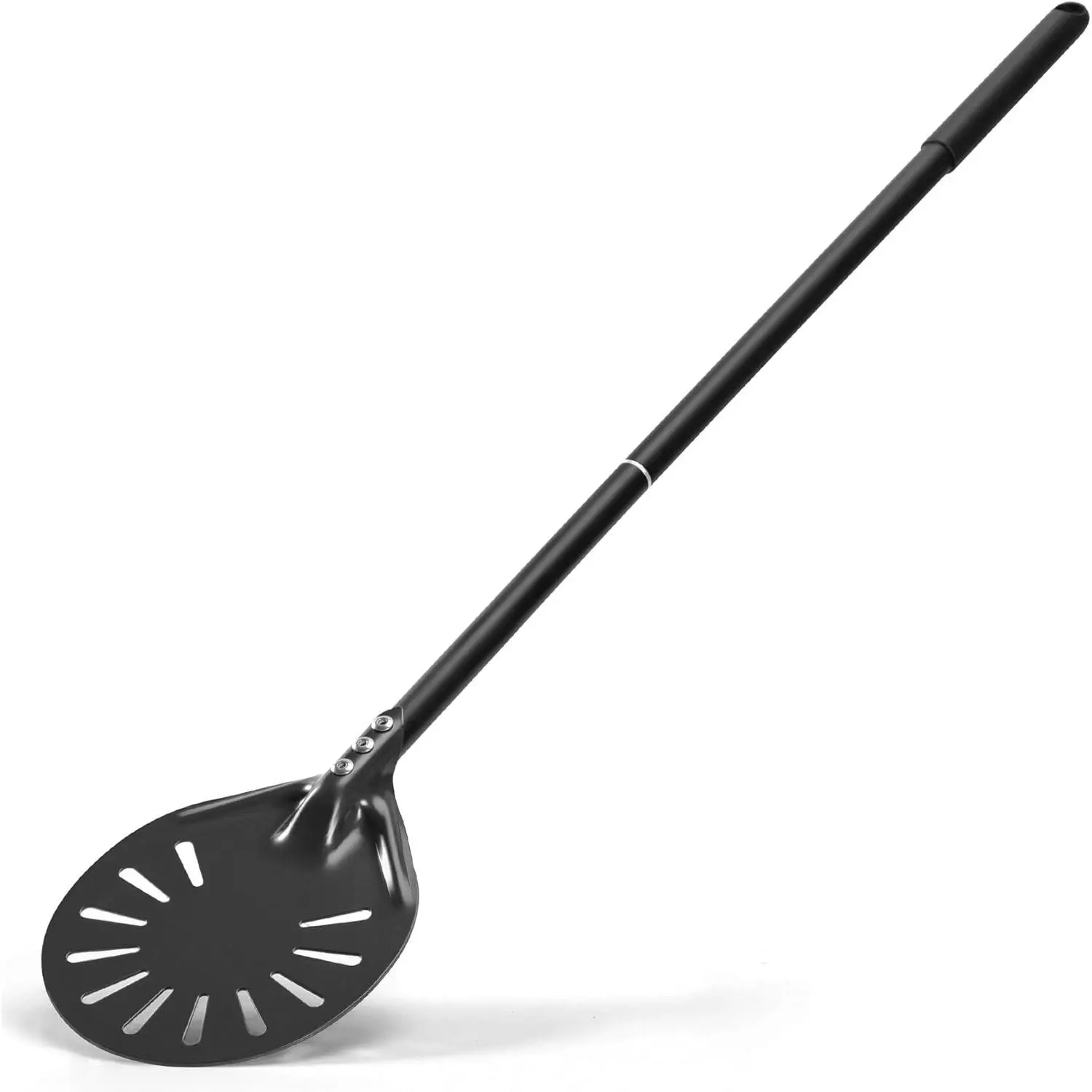 7” Pizza Turning Peel - Extra Long Handle Pizza Turner - Restaurant-Grade Aluminum Perforated Pizza Peel Lightweight Metal Outdoor Pizza Oven Accessories