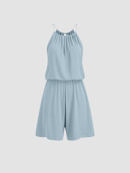 Women's Solid Color Romper, Casual Comfy Sleeveless Romper for Summer, Fashion Women's Clothing for Daily Wear