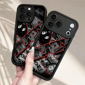 Phone case featuring currency and artistic graffiti designs; compatible with iPhone 17E/16/15/14/13 Mini/12/11 (Pro Max/Plus/Air); made with soft, shock-absorbing TPU material at the corners; an ideal birthday gift for fans of street-style fashion.