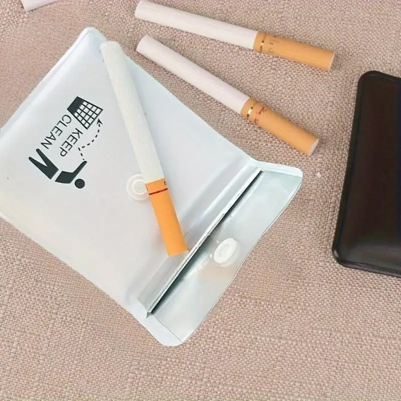 Portable Lightweight Fire-Resistant Odorless Ashtray, Compact Square Plastic Cigarette Ash Bag with Safety Lid, Ideal for Travel, Camping, Outdoor Use