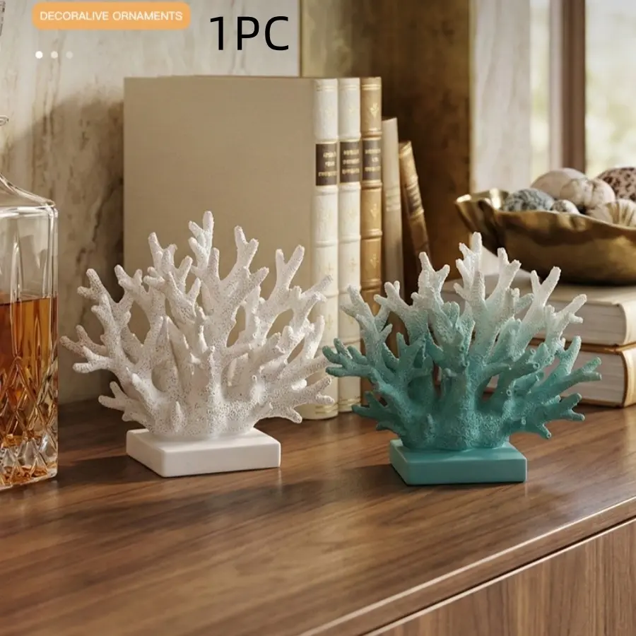 Large Resin Coral Ornament, Modern Home Decor for Living Room TV Stand Coffee Table, Elegant Interior Decoration Piece, Decorative Statues, Tropical Home Decor, Decorative Ornaments