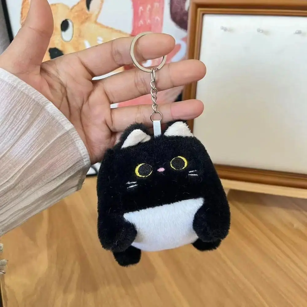 2026 New hot item Delicate Block Cat Square Cat Keychain Soft Fluffy Calico Cat Kawaii Stuffed Animal Kitten Keyring Children's