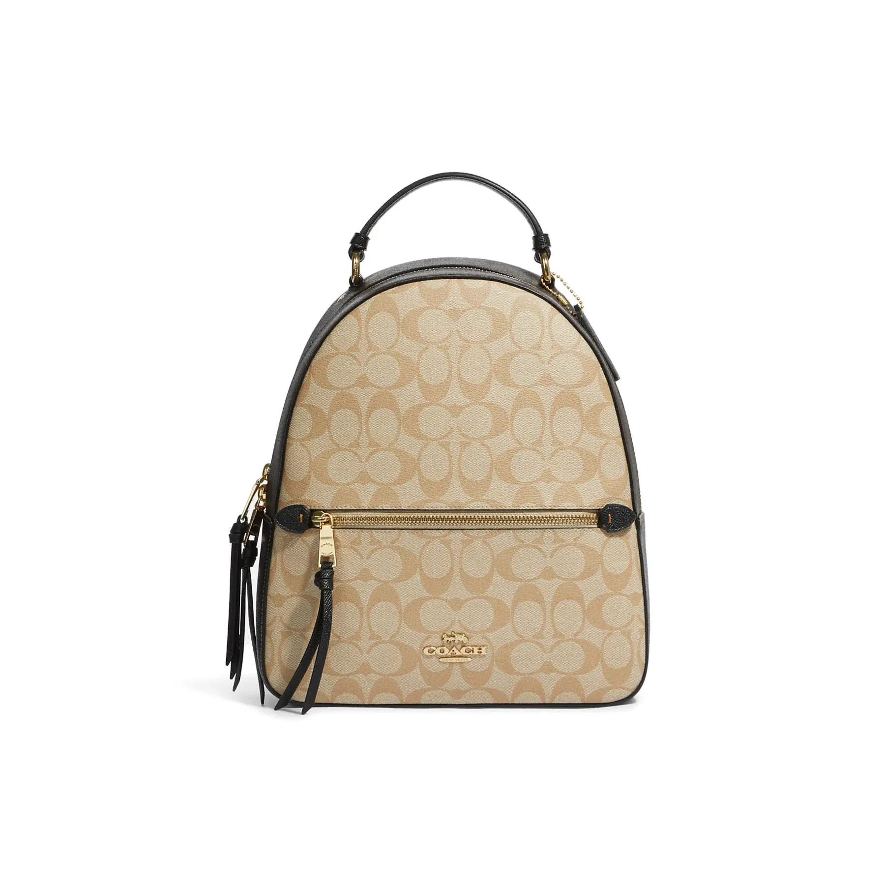 Coach Jordyn 27 Backpack – Women’s Signature Coated Canvas and Twill Leather, Large, Light Khaki and Brown
