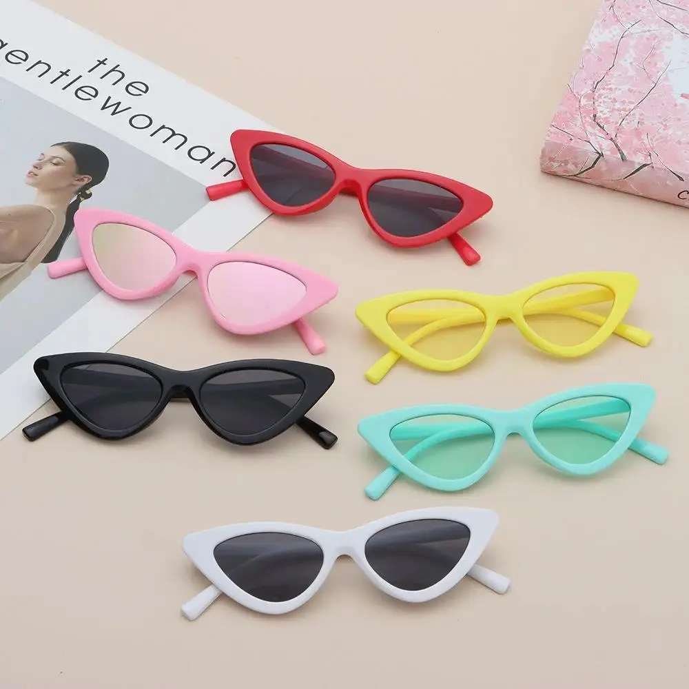 Vintage New Cat Eye Kids Sunglasses Boys Girls Small Triangle Frame Gift Sun Glasses Children Baby Oculos De Sol Infantil UV400, Plastic, 127Mm Width, Small Frame Glasses, 28Mm Frame Height
