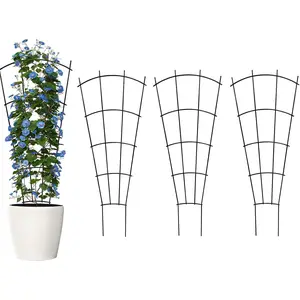 4 Pack 32" Metal  Trellis for Pots & Garden Beds, Rustproof Support for Indoor Outdoor Climbing , Vines, , Fan Shaped, Black