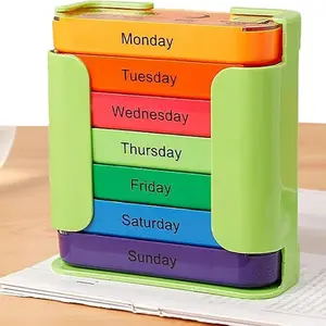 7-Day Medication Organizer - for Effortless Health Management, Large Weekly Pill Organizer with 4 Times Daily Compartments, AM/PM Pill Case with Easy-Open Lids for Vitamins & Supplements (Green)