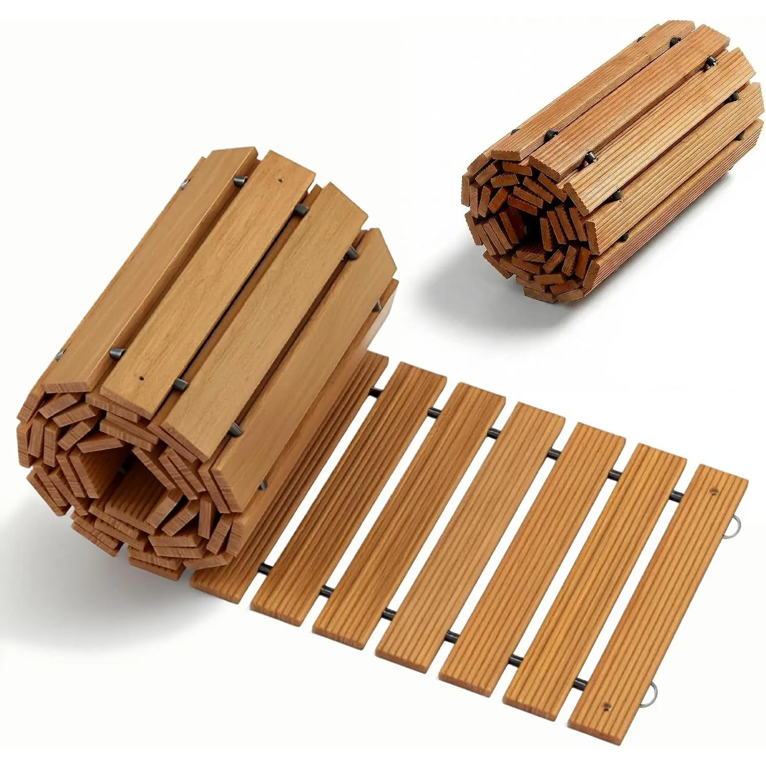 Synthetic Wood Outdoor Path Walkway Planks, 8FT Anti-Slip Grip Roll-Up Foldable Walkway, 1100 lbs Capacity for Backyard, Pool - Home Improvement Garden Supplies