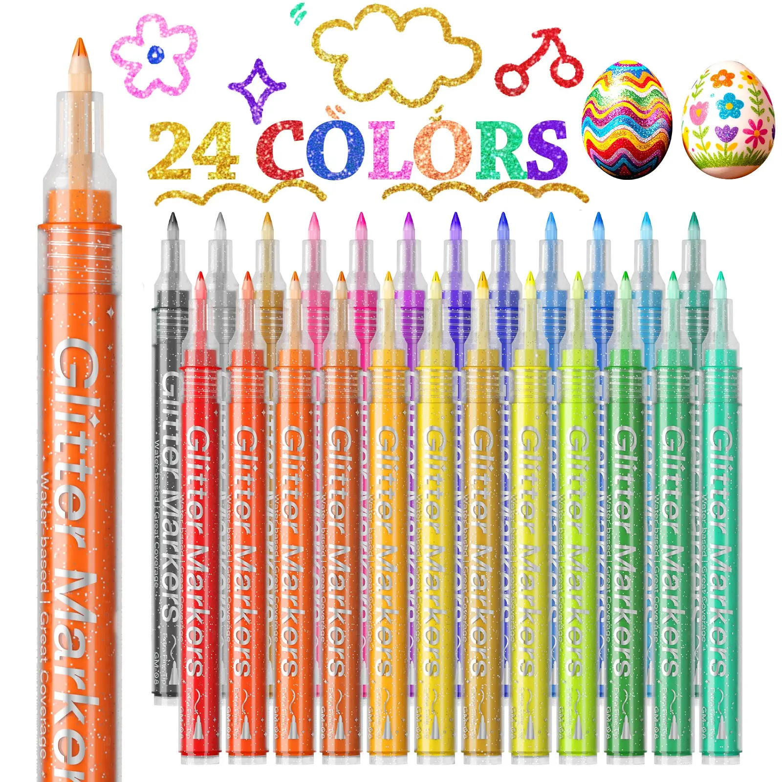 12/24 Color Acrylic Glitter Markers, Water-Based Sparkle Pens for DIY Art, Ideal for Sketchbooks and Holiday Crafts, Versatile School Supplies
