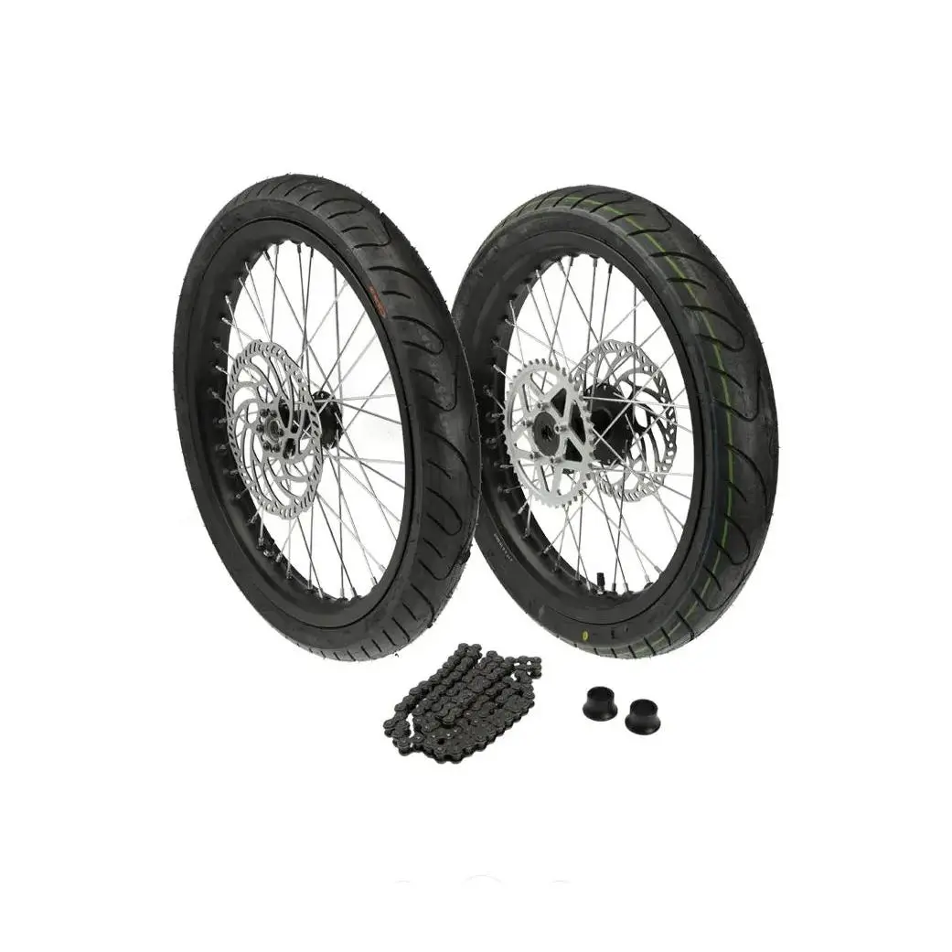 17in CST Alloy Super Moto Wheel Set for 79bike Falcon GT E-Ride Pro SS 1.0/2.0 Road Bike - 3-Ply Nylon Tread, Alloy Rim, Clean Look, Lower Cleaner Look, Easy Bolt-On Install, Bolt-On Upgrade, DOT-Rated Road Tires, 42-Tooth Rear Sprocket