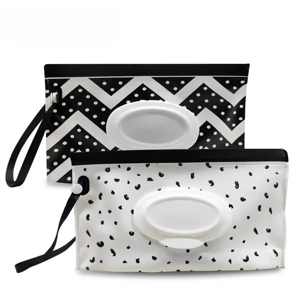 Unisex Reusable Printed EVA Wet Wipe Pouch 2-Pack, Self-Seal Flip Top Dispenser, Compact Travel Size for On-the-Go & Home Use, Long-Lasting Freshness Retention, Space-Saving Bag Accessory