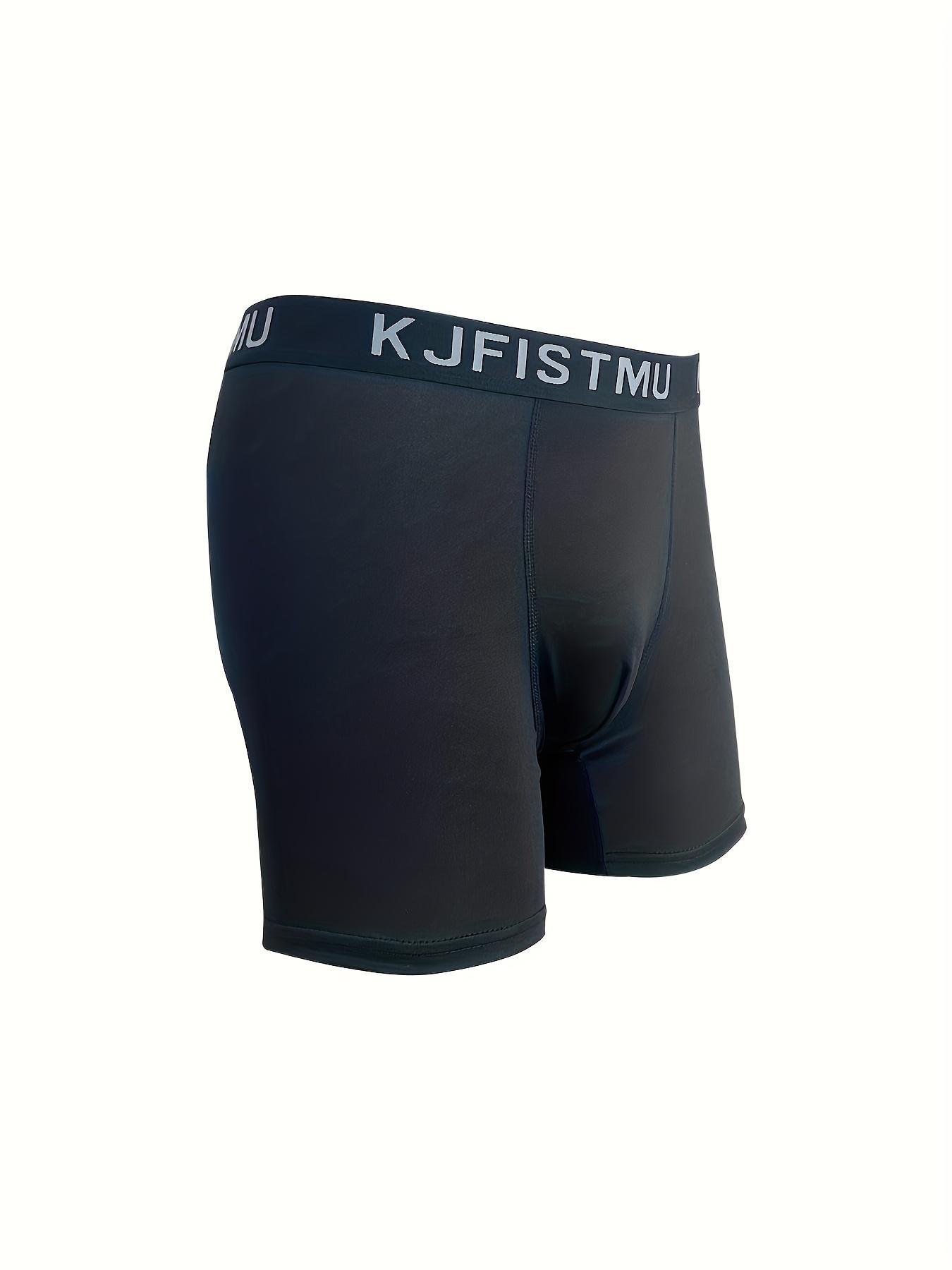 Set Of 4 KJFISTMU Men's Solid Color Simple Sport Basic Boxer Briefs, Quick Dry, Breathable Polyester & Super Stretch, High Stretch Knit Fabric, Elastic Waistband, Everyday Comfortable Underwear for Running & Fitness