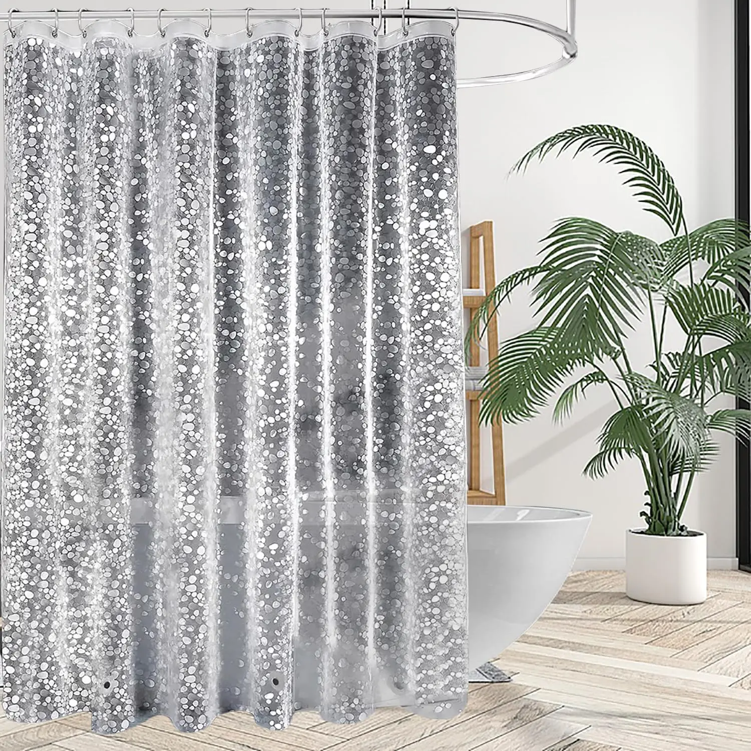 Shower Curtain Liner, Waterproof EVA 3D Shower Curtains with Duty Heavy Bottom Magnets and Rust Proof Grommets, Weighted Shower Liner for Shower Stall, Bathtubs