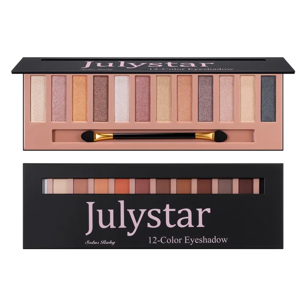 12-Color Nude Eyeshadow Palette, Neutral & Rose Gold Shimmer Eye Shadow Palette for Mature Skin, Long Lasting Blendable Smokey Makeup Kit with Soft Pink Brown Taupe Shades and Dual End Brush, Glitter Palette