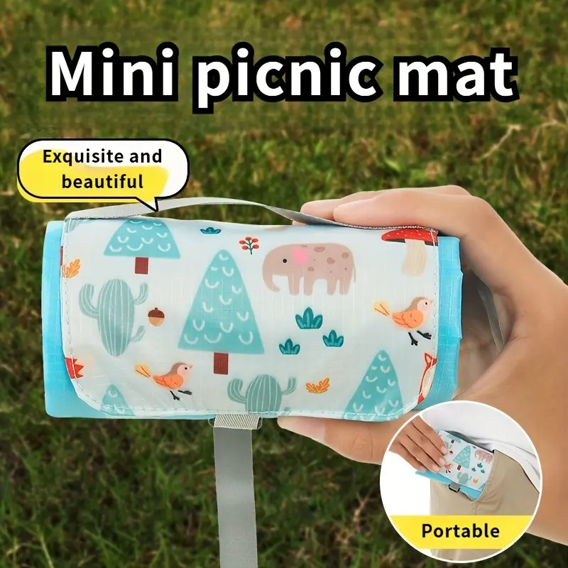 1 piece folding picnic mat with handle | Multifunctional outdoor portable beach camping sand-proof carpet, a must-have mini camping mat for travel and beach