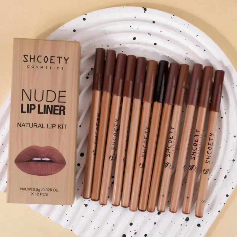 [12pcs Brown Lip Liners] 12pcs Long Lasting Brown Matte Lip Liners  Set Makeup | Easy To Apply Lip Pencils, Assorted Shades, new years gifts Lippie Pencil Lipliner