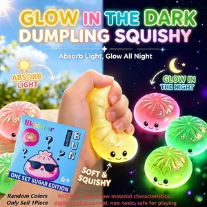 Glow In Dark Dumpling Squishy Blind Box | Soft Squeeze Fidget Toy Stress Relief Desk Ornament Holiday Gift Squishy Fidgets