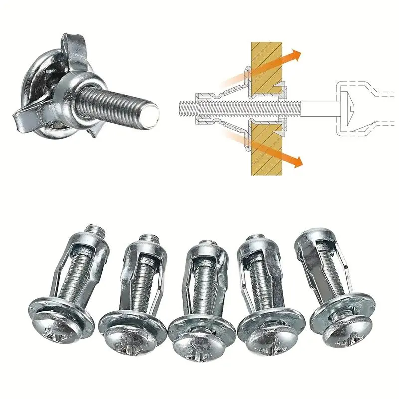 10pcs Petal Expansion Metal Rivet Locking Nut Kit, M4*20, M4*25, M5*25, M6*25, M6*30 Socket Set, Industrial Screws, Adjustable Bracket Bolts