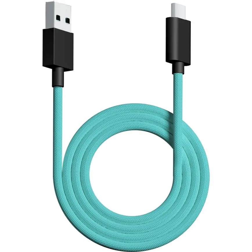 Ultra Custom Paracord Ultra Flexible USB C  for Gaming Keyboard, , , Double-Sleeved Mechanical Keyboard , 1.8M USB-A to USB-C (Mint)