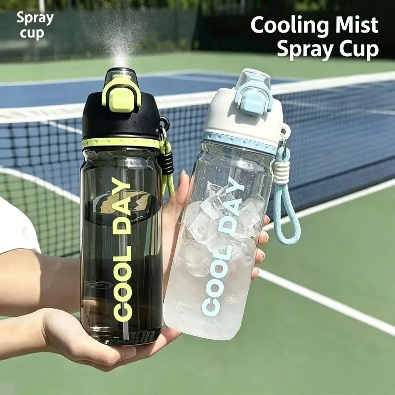 New summer cup boys and girls students tritan material direct drinking cup portable cute spray plastic water cup portable sports bottle Water Bottles