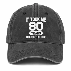Funny 80th Birthday Gift Hat, It Took Me 80 Years Printed Dad Hat, Birthday Party Celebration Cap, Novelty Humorous Gift for Grandpa Grandma, Vintage Washed Baseball Cap, Father's Day Gift