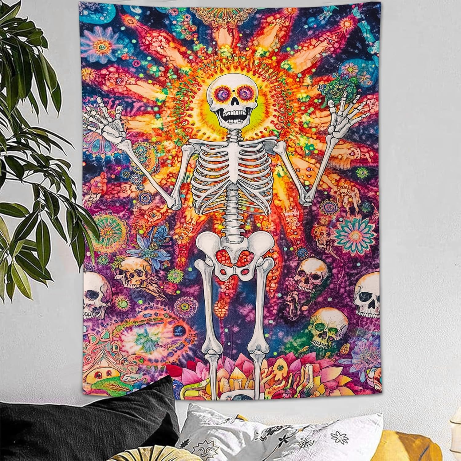 Purple Snake Tapestry Floral Moon Aesthetic Tapestries Boho Wall Art Witchy Hanging Decor Home Decoration for Bedroom Living Room Dorm 40"x60"