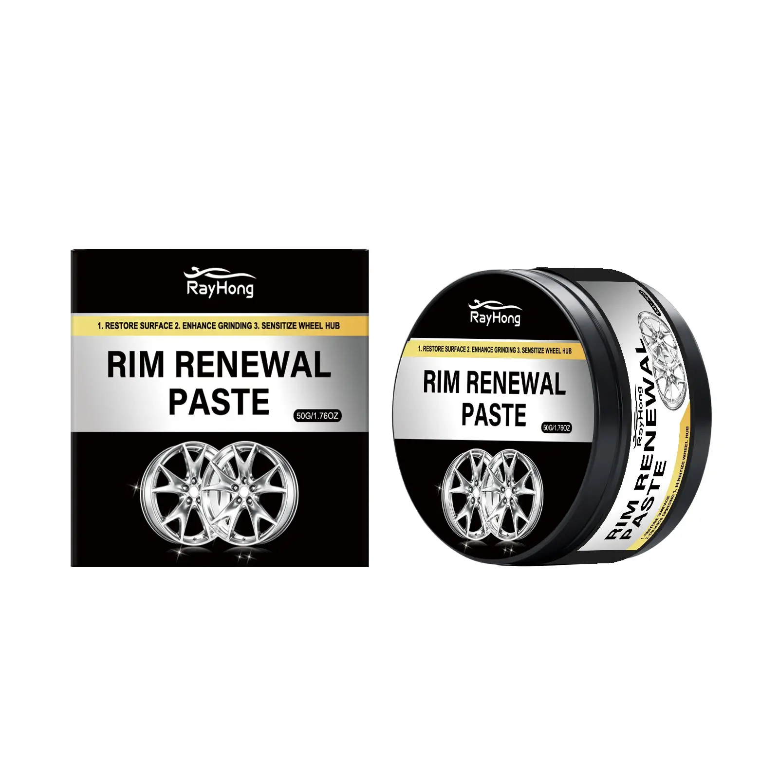 Wheel HUB Scratch Remover Cream, Aluminum Alloy Wheel Restoration Polish, Multi-Vehicle Universal, Removes Scratches, Polishes Wheels