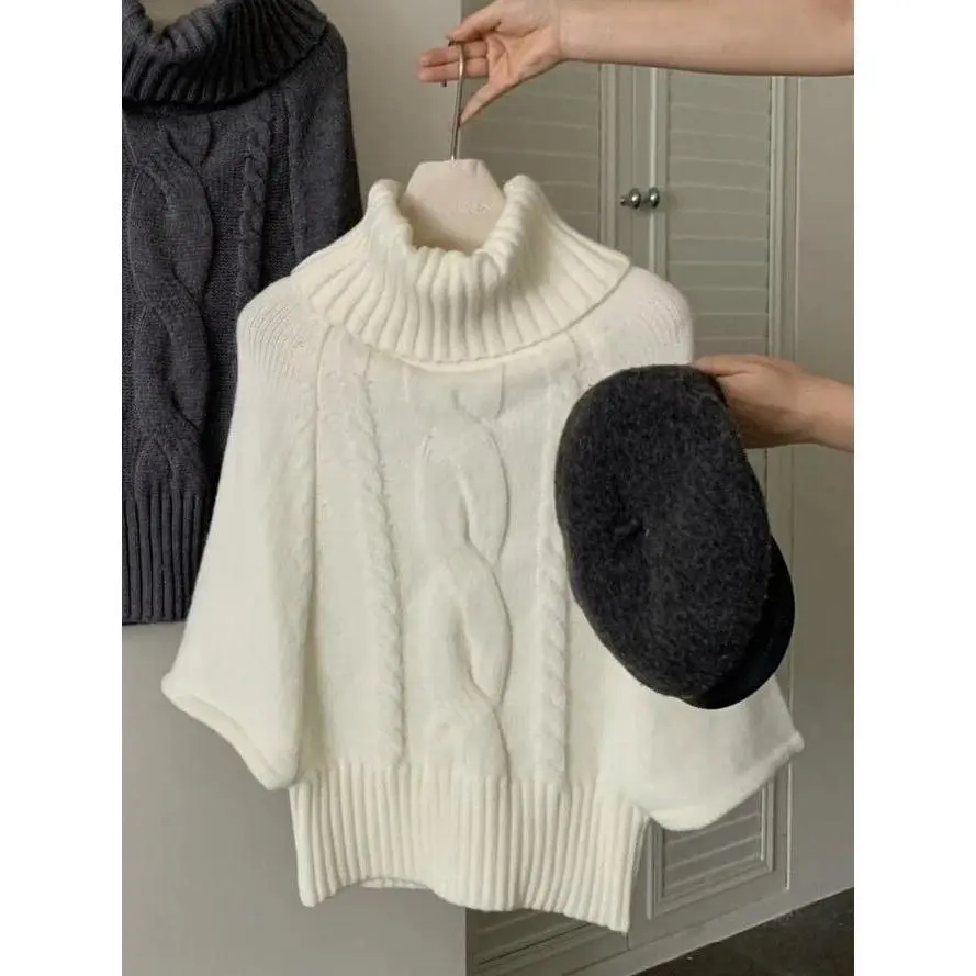 Autumn Winter Woman Aesthetic Korean Fashion Cute Pullover Sweet 2000s Sweater Elegant Oversize Knitwears Designer Chic Coquette