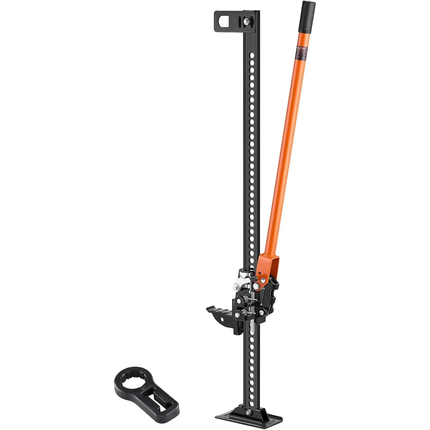 Farm Jack 48 in 7000 lbs Capacity Ratcheting Heavy Duty Utility Jack Orange for Off Road Jeep Tractor Bumper Lift snatch strap yankum ropes hemp long