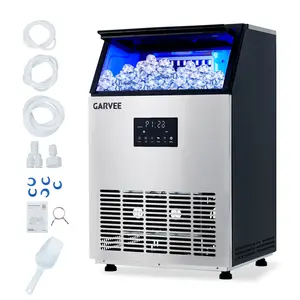Commercial High Capacity Ice Maker Machine, 150 Lbs/24H Fast Ice Production, 40 Lbs Storage Bin, Stainless Steel Built-in Freestanding Ice Machine, Dual Water Supply, Auto Self-Clean Function, 3 Ice Cube Sizes, Perfect for Home Bar Restaurant Cafe
