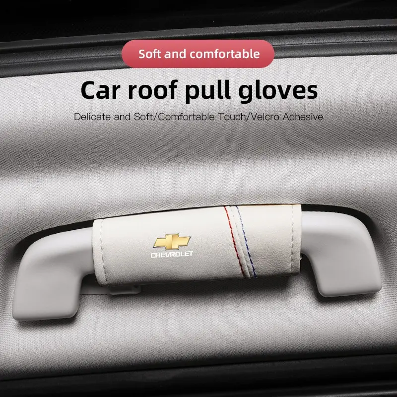 2Pcs Car Suede Leather Roof Handle Protective Cover For Chevrolet Corvette Montana TrailBlazer Silverado Traverse Camaro Suburban Equinox Bolt Cruze Malibu Colorado Trax SS Spark Captiva Onix Spin Impala Cobalt